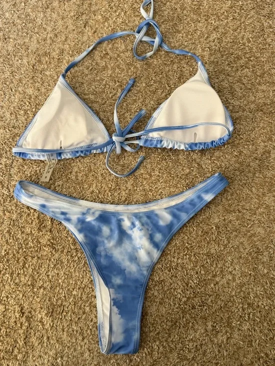 Blue Tie-Dye String Bikini Set - Picture 3 of 4